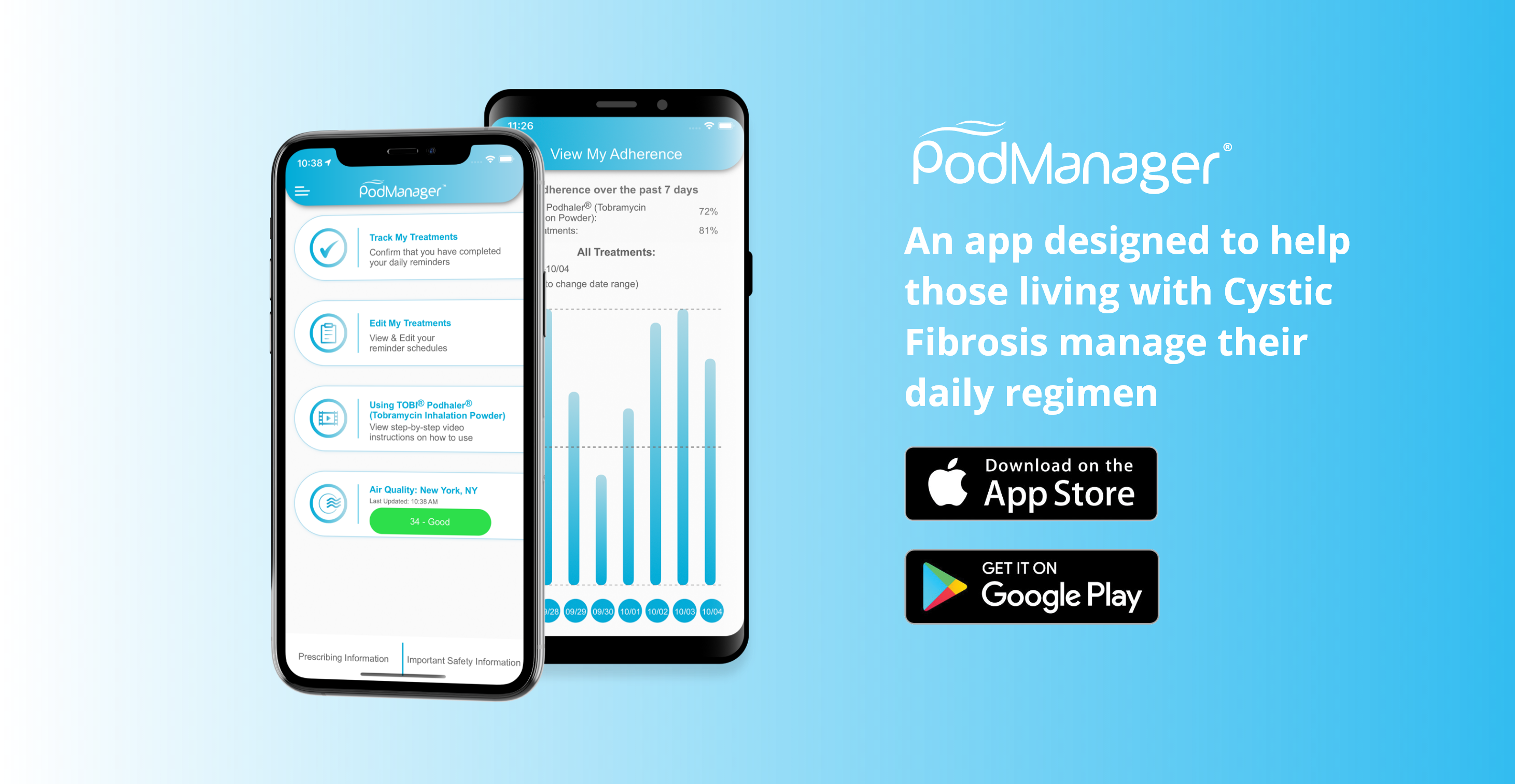 image showing two phones with PodManager app open