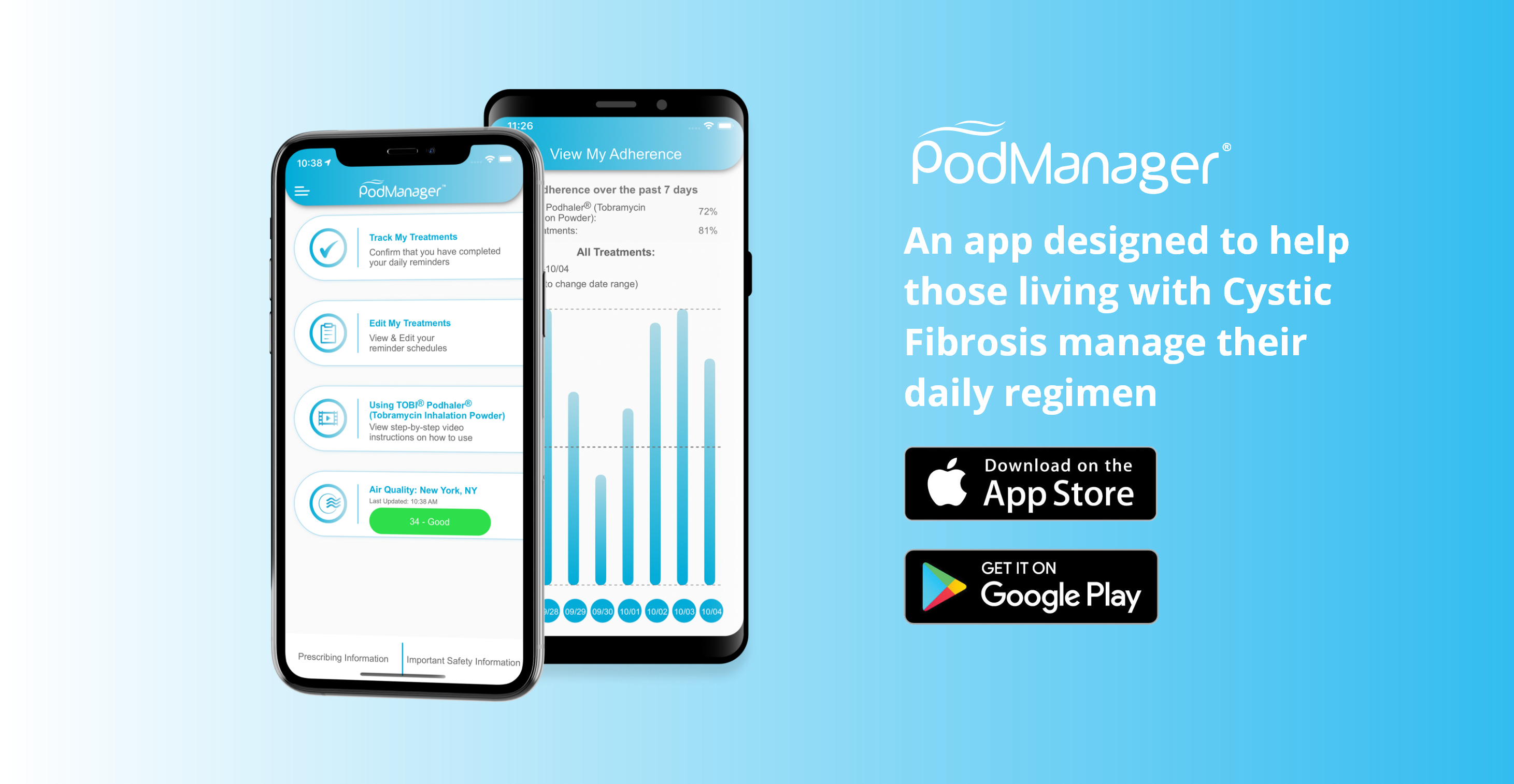 image showing two phones with PodManager app open image showing two phones with PodManager app open