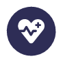 Icon of a heart with a cross and EKG line